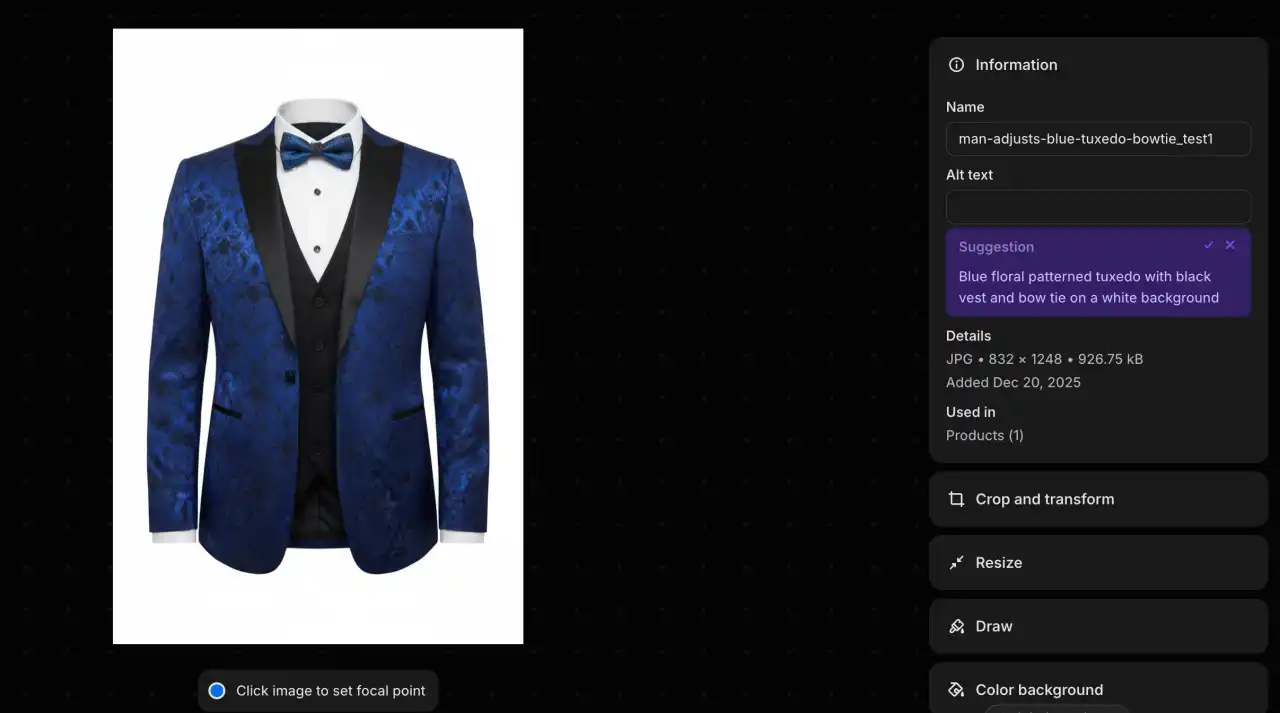 Snapshot of the interface for uploading model images
