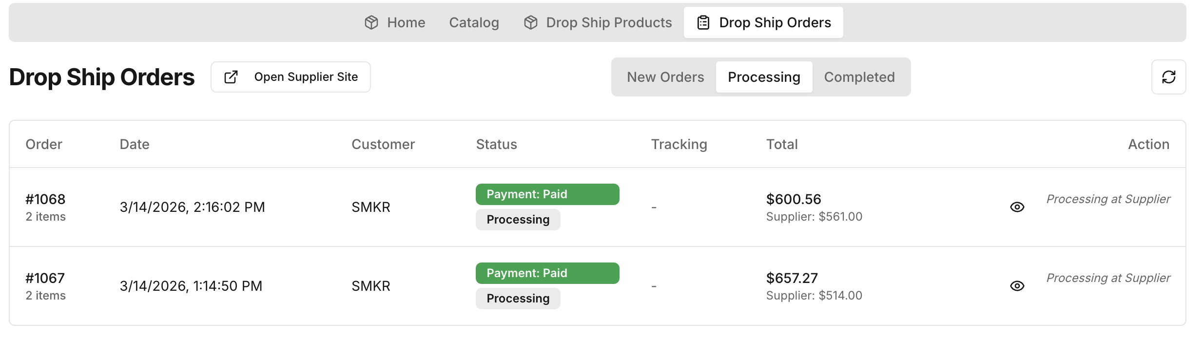 Dropship Order Processing